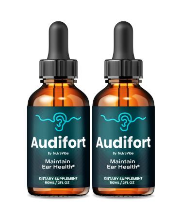 NutraVibe (2 Pack) Audifort Daily Hearing Support Drops with a Clean Liquid Formula for Ear Health Auditory Clarity and Inner Ear Balance | Plant-Based Easy-to-Use Droppers (60 Servings)