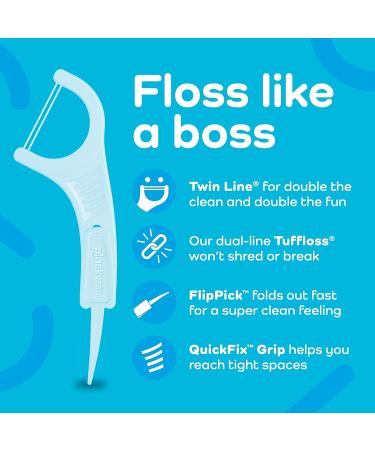 Plackers Twin-Line Dental Flossers 75 Count - Cool Mint Flavor, Dual Action Flossing System with Super Tuffloss for Easy Storage - 2X The Clean - Buy Online on GoSupps.com