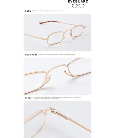 Eyeguard Narrow Reading Glasses - Compact Mini Super-Light Metal Portable Case 2 Pairs (+1.00 Enlargement) for Men & Women - Perfect for Travel! - Buy Online on GoSupps.com