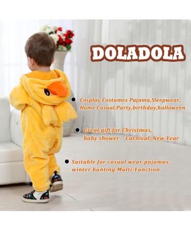 Doladola Unisex Baby Toddler Romper Jumpsuit | Hooded Cartoon Sleepsuit | 24-30 Months | Yellow Duck Design - Buy Online on GoSupps.com