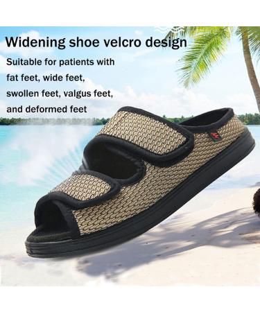 Gaoxiao Women's Diabetic Sandals - Open Toe Velcro Extra Wide Orthopedic Slippers for Swollen Feet - Comfy & Breathable Elderly Shoes in Black (Size 36) - Buy Online on GoSupps.com