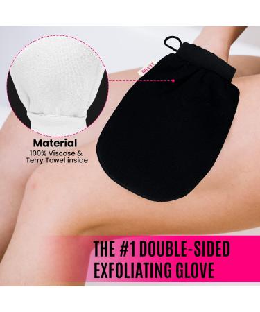 Luviri Double-Sided Exfoliating Gloves - Black Mitt for Keratosis Pilaris & Tan Removal - Buy Online on GoSupps.com