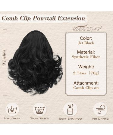 BARSDAR 22cm Short Wavy Ponytail Extension - Jet Black Synthetic Hair Clip for Women - Buy Online on GoSupps.com