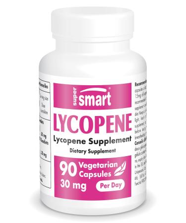 Supersmart - Lycopene 30 mg Per Day - Tomato Extract - Standardized to 10% Carotenoids - Raises Lycopene Levels in Blood - Prostate Health | Non-GMO & Gluten Free - 90 Capsules