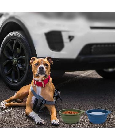 SLSON 2-Pack Collapsible Dog Bowls 600ML - Navy Blue/Dark Green - Integrated Molding Travel Bowls for Pets - No Plastic Rim - Ideal for Walking, Traveling, Outdoors - Buy Online on GoSupps.com