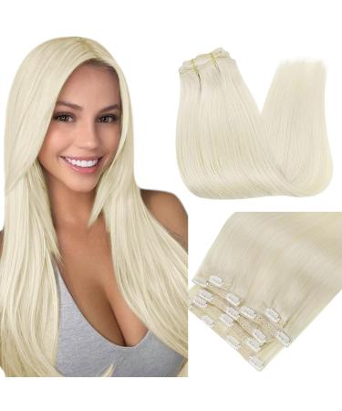 Runature Platinblond Real Hair Clip in Extensions Especially Human Hair Cancer Clip in Real Hair Remy Extensions Real Hair Clip in Blond 40cm 120g 16 inch #60 40cm-7PCs #60 - Buy Online on GoSupps.com