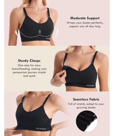 HOFISH Hands Free Pumping Bra | Seamless Padded Nursing Maternity Bra for Pregnancy/Breastfeeding | Women's Sport Bra | S-2XL | Black/Beige - Buy Online on GoSupps.com