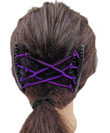 kawehiop Versatile Stretchy Hair Clip Double Slide Combs Creating Chic Bun Updos Purple 1Set 1Set Purple - Buy Online on GoSupps.com