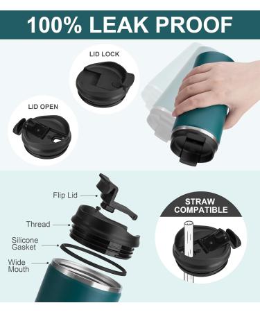 SUNWILL Coffee Cup Travel Mug, Thermal Mug with Leakproof Lid, 470ml Insulated Coffee Flask, Stainless Steel, Cupholder Friendly, Peacock Blue - Buy Online on GoSupps.com