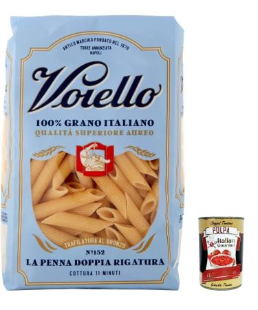 Italian Gourmet E.R. Voiello Pasta Penne Rigate Pack of 20 100% Italian Pasta N 152 500 g + Italian Gourmet Polpa 400 g