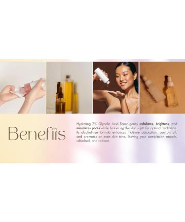 Glycolic Acid 7% Toner - 120 ml Exfoliating Facial Toner Pore Minimizing PH Balancing Alcohol-Free Formula for All Skin Types Use Daily for Refreshing and Hydrate Skin - Buy Online on GoSupps.com