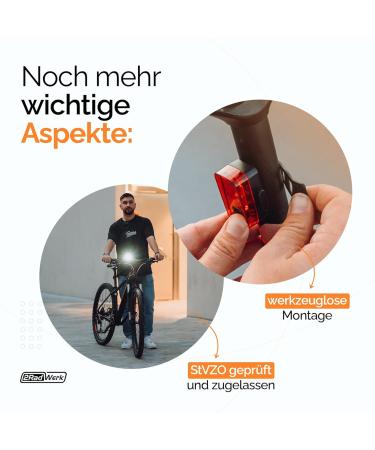 Buy 2RadWerk ED Bicycle Light Set - StVZO Approved 15-35 Lux Switchable Bike Lighting for Enhanced Safety - Buy Online on GoSupps.com