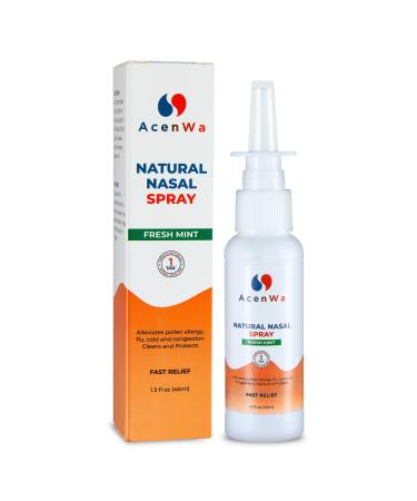 All-Natural Nasal Spray 12-Hour Fast Relief for Sinus Relief Colds Congestion Moisturizes and Clears Nasal Decongestant for Adults & Kids Fresh Mint 1.5 Fl oz
