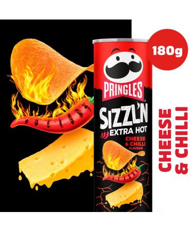 Buy Pringles Sizzl'n Cheese & Chilli 180g - Irresistible Snack Classic | Extra Sharp Chips with Chili-Cheese Flavor - International Shipping Available - Buy Online on GoSupps.com