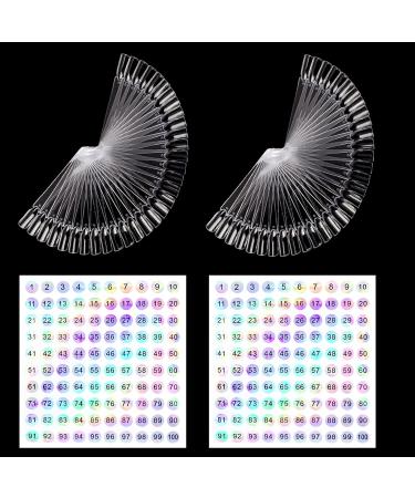 100 Nail Display Tips with Ring & Number Stickers - Transparent Nail Art Tip Rings for Salon Exercises - Buy Online on GoSupps.com