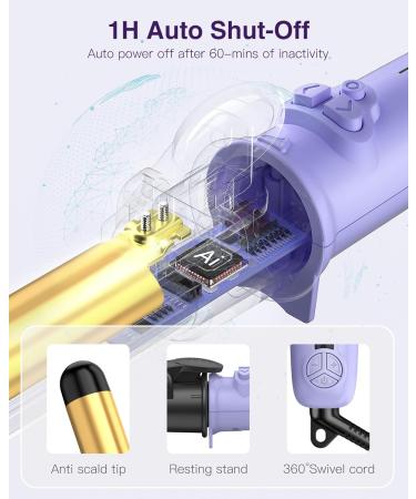 Rotating Curling Iron 1 1/4 Inch Automatic Curling Iron Self Curling Wand with Extra Long Barrel for Medium and Long Hair Dual Voltage Auto Rotating Hair Curler for Curls and Waves 1 1/4 Inch Purple - Buy Online on GoSupps.com