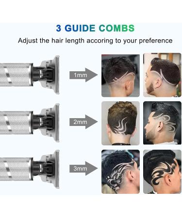 Ufree Hair Trimmer - Cordless Beard Men's Grooming Kit with Guide Combs - Electric T Blade Shaver for Zero Gap Bald Outline Edging (Silver) - Buy Online on GoSupps.com
