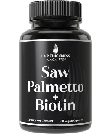 Saw Palmetto + Biotin Advanced 2-in-1 Combo for Hair Growth. Vegan Capsules Supplement with Natural Saw Palmetto Extract + 10000mcg Biotin. Hair Loss and Regrowth Pills for Men and Women. DHT Blocker