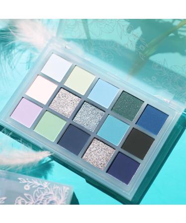 UCANBE Eyeshadow Palette – Shimmer Matte Glitter Metallic Cool Tones Shades 15 Color - Azure Phoenix - Buy Online on GoSupps.com