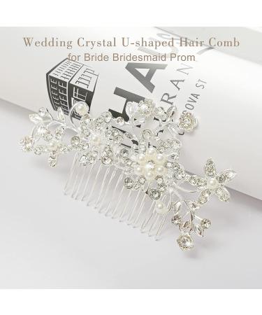 Silver Crystal Pearl Wedding Hair Comb & Pins Set - Bridal Accessories for Bride Bridesmaid Prom - Buy Online on GoSupps.com