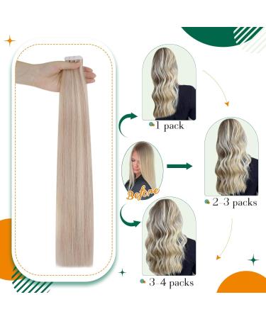 Easyouth Ash Blonde Highlight Tape in Hair Extensions - 18 Inch 40g 20Pcs #18P613 - Buy Online on GoSupps.com
