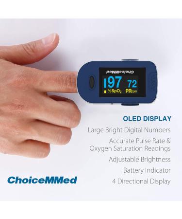Buy ChoiceMMed Fingertip Pulse Oximeter - Measure SpO2 & Pulse Rate (Blue) | International Shipping Available - Buy Online on GoSupps.com