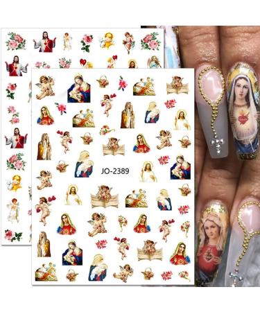 Dornail Virgin Mary Nail Art Stickers - 12 Sheets | Christian Jesus & San Judas Design | 3D Self-Adhesive Decals for DIY Nail Decorations - Buy Online on GoSupps.com