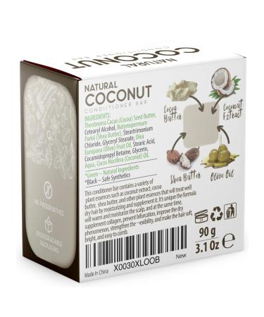 Natural Vegan Solid Conditioner Bar with Plant-Based Oils - pH Balanced & Eco-Friendly - Coconut Scented - For Use with Shampoo Bars - Buy Online on GoSupps.com