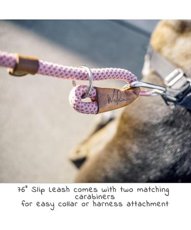 Wooflinen Ultra Reflective Premium 6ft Dog Slip Leash | Ideal for Training Strong Pullers | Mountain Climbing Rope | Pink Marshmallow - Buy Online on GoSupps.com