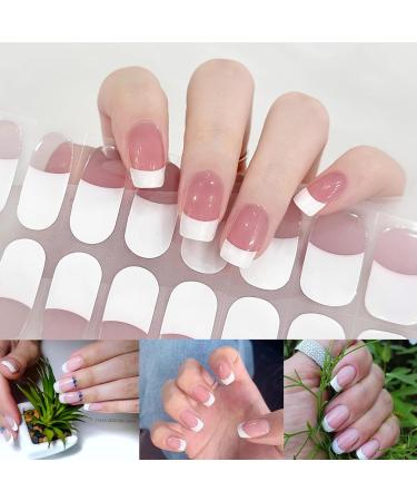 Semi Cured Gel Nail Wraps 22 Pcs Gel Nail Polish Strips for Salon-Quality Manicure Set Nail Wraps Soft Self-Adhesive Gel Nail Stickers (UV/LED Lamp Required) (Pink French) - Buy Online on GoSupps.com
