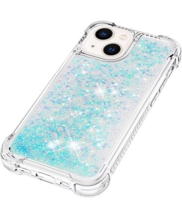 Tivenfezk Nadoli Glitter Treisand Case for iPhone 15 - Shockproof Silicone TPU Bumper Transparent Quicksand Cover White/Blue - Buy Online on GoSupps.com
