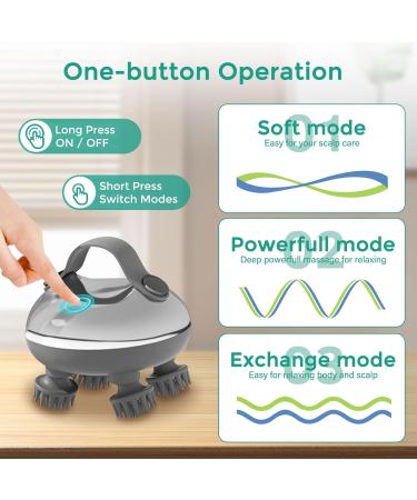 Dyroe Electric Head Massager - Waterproof Scalp Massage Device with 4 Replacement Heads & 3 Modes for Ultimate Relaxation - Buy Online on GoSupps.com