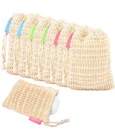 Natural Sisal Soap Bags - 6-Pack | Eco-Friendly Soap Nets & Sacks for Sustainable Body Care - Beige Natural Product - Buy Online on GoSupps.com
