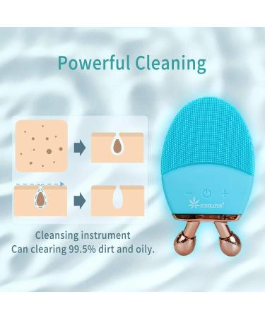 Sunseaton Sonic Face Cleaning Brush - Multifunction Silicone Electric Massager with Double Roller - Blue - Buy Online on GoSupps.com