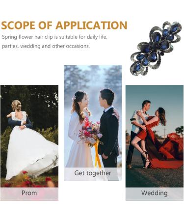 FRCOLOR Flower Crystal Rhinestones Hair Barrettes French Jewelry Hair Clip Luxury Glitter Sparkly Jeweled Hair Clips Fashion Spring Clip for Women Girls Hair Styling Accessories Dark Blue - Buy Online on GoSupps.com