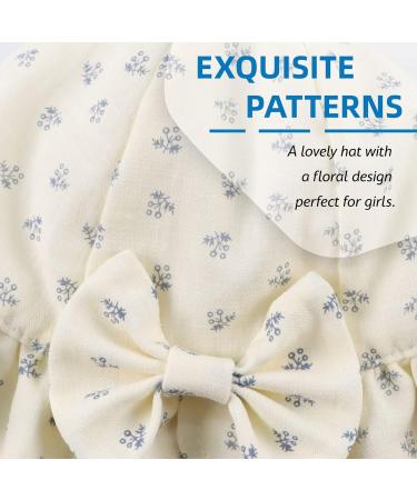 XIAOHAWANG Baby Girl Sun Hat | Embroidered Flowers | Toddler Bucket Hat for Infant Girls 0-3 Months | Beige Flower Design - Buy Online on GoSupps.com