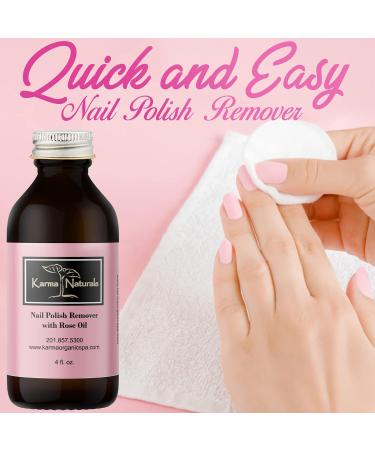 Natural Nail Polish Remover with Rose Oil & Lavender | Non-Toxic Vegan Formula | Strengthens Fingernails | 4 fl. Oz - Buy Online on GoSupps.com