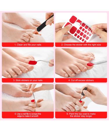 JSRQT 12 Sheets Full Toe Nail Stickers Solid Colors Toe Nail Polish Stickers Red Purple Brown Gel Nail Stickers with Nail File Full Toe Nail Wraps DIY Nail Decor Art Toenails Stickers for Women Girls - Buy Online on GoSupps.com
