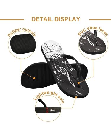 Mnsruu Black & White Flip-Flops with Piano Button Music-Grade Comfort for Home Hotel Spa & Travel | XS for Men & Women - Buy Online on GoSupps.com