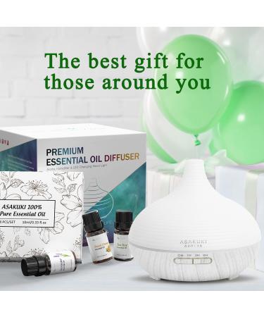 Asakuki Aroma Diffuser & 300ml Ultrasonic Humidifier with Essential Oils Set - 14-Color LED 23dB Ultra-Quiet for Yoga Spa & Home - Buy Online on GoSupps.com