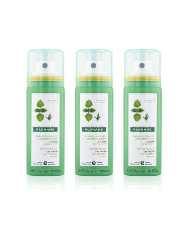 Klorane Dry Shampoo with Nettle for Oily Hair and Scalp, Regulates Oil Production, Paraben & Sulfate-Free 1.1 oz. (Pack of 3)
