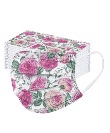 SDFRK 50 pieces adult mouth protection with motif flowers colored 3-laymine mund nose protection 3d rose flowers printing mask cloths breathable mouth-cloth bandana scarf scarf