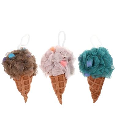 FRCOLOR 3pcs Ice Cream Bath Ball Remover Foot Pads Water Shower Loofah Bath Shower Ball Coffee Bath Sponge Bathing Puff Body Shower Scrubber Shower Puff Bath Supplies or Take a Bath Child 1 Count (Pack of 1) 1.0