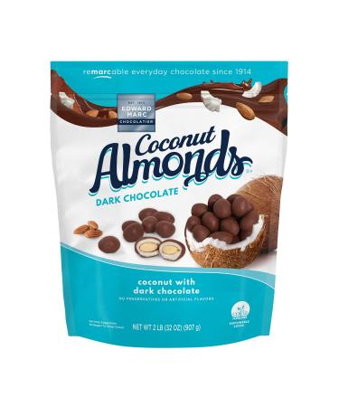 32oz Edward Marc Chocolatier Coconut Almonds with Dark Chocolate (2-pack) Dark Chocolate Coconut 2 Pound (Pack of 2)