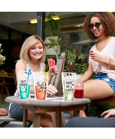 Party Drink Pouches with Straws - 36 Sets, 9 Styles - Plastic Beverage Bags for Adults and Teens - Buy Online on GoSupps.com