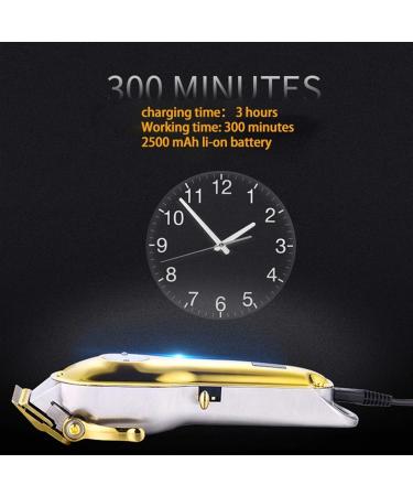 Professional Cordless Hair Clipper - Full Metal Electric Hairdresser Clipper with LCD - Gold & Silver - Buy Online on GoSupps.com