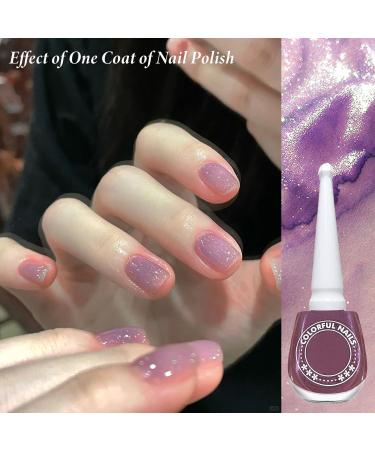 Purple Pearl Glitter Nail Pink Polish Shimmering Shell Spiral Silver Shimmer Quick Dry Nail Pearlescent Varnish Shining Long Lasting No UV Need DIY Nail Art Manicure Gift for Women & Girls - Buy Online on GoSupps.com