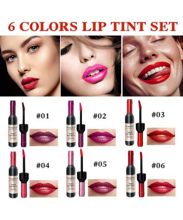 6 Colors Wine Lip Tint Liquid Wine Lipstick Wine Tint Lip Stain Matte Long Lasting Waterproof Lip Gloss Set for Creating Natural Moisturizing Lip Makeup 6pa - Buy Online on GoSupps.com