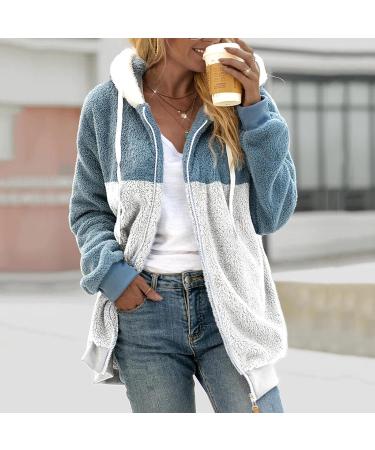 Hanxiulin Women's Fluffy Fleece Jacket - Plush Warm Casual Sweatcoat Windproof 4XL Blue - Buy Online on GoSupps.com