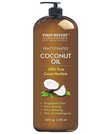 Fractionated Coconut Oil 16 fl. oz - 100% Natural & Pure MCT Coconut Oil for Hair Skin and Aromatherapy Carrier Oil Massage Oil Best Skin Moisturizer